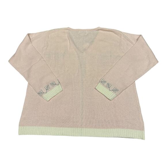 NWT Stiches In Time Pink, white, zipper Cardigan w snowflakes & gems size Large - Picture 6 of 13